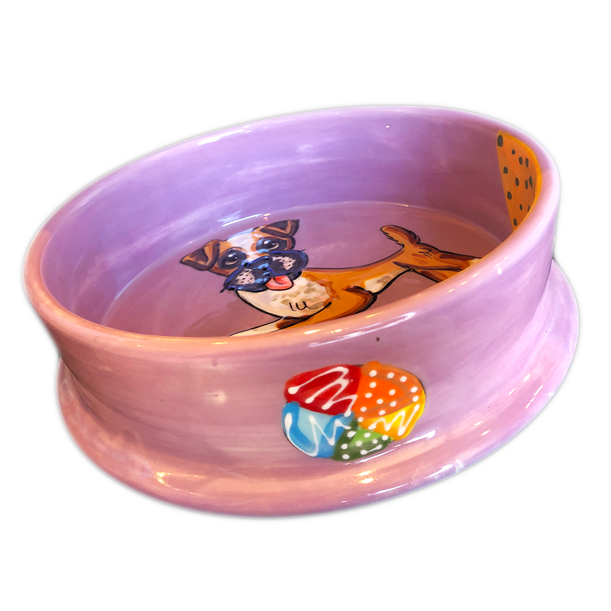 Hand-Painted Boxer Dog Bowl by Debby Carman