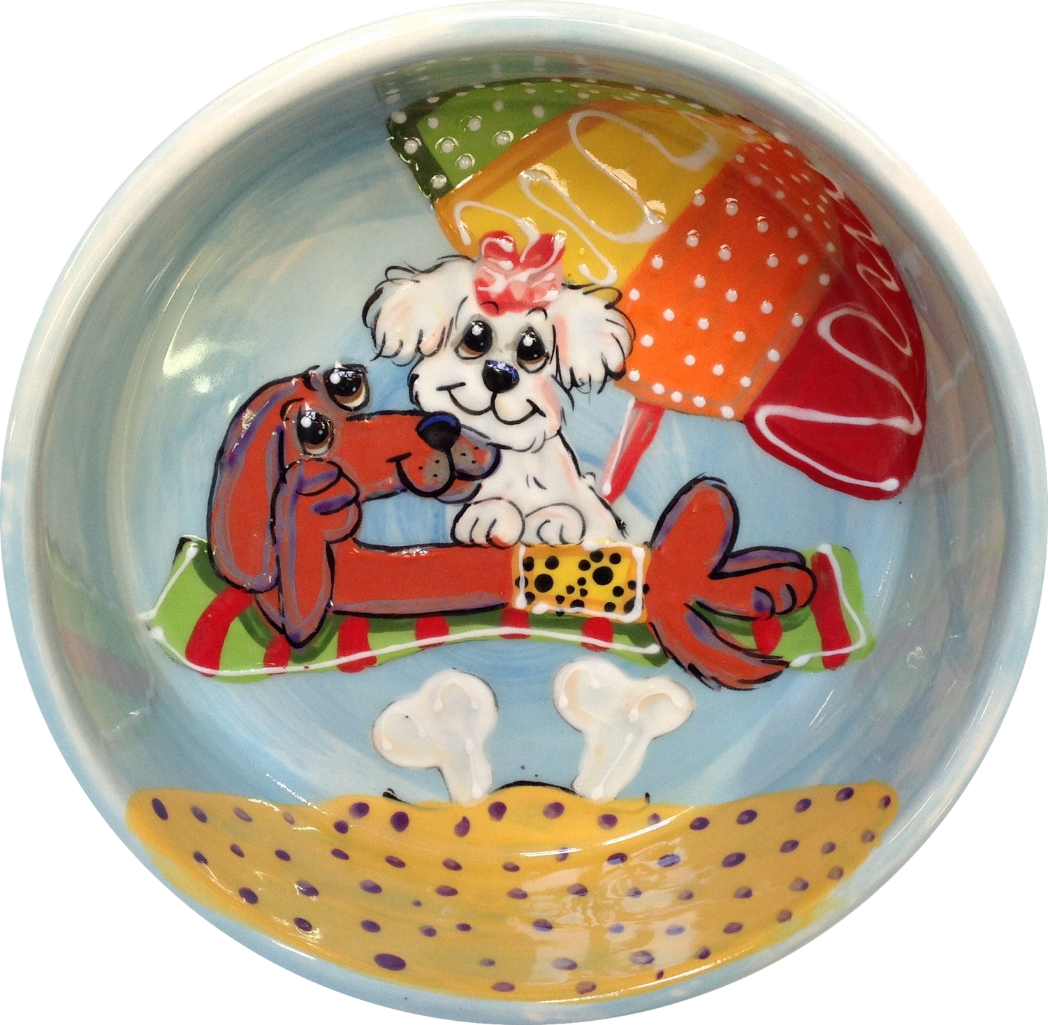 Bichon Frise and Dachshund Dog Bowl