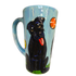 PHOTO OF BLACK LABRADOR ON BLUE PAITED CERAMIC COFFEE MUG BY Debby Carman FAUX PAW