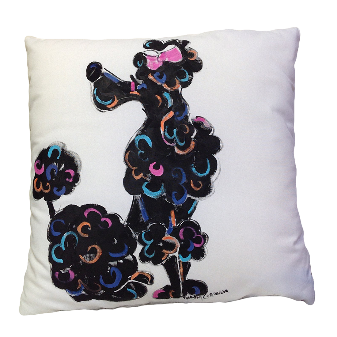 Hand-Painted Poodle Pillow by Debby Carman