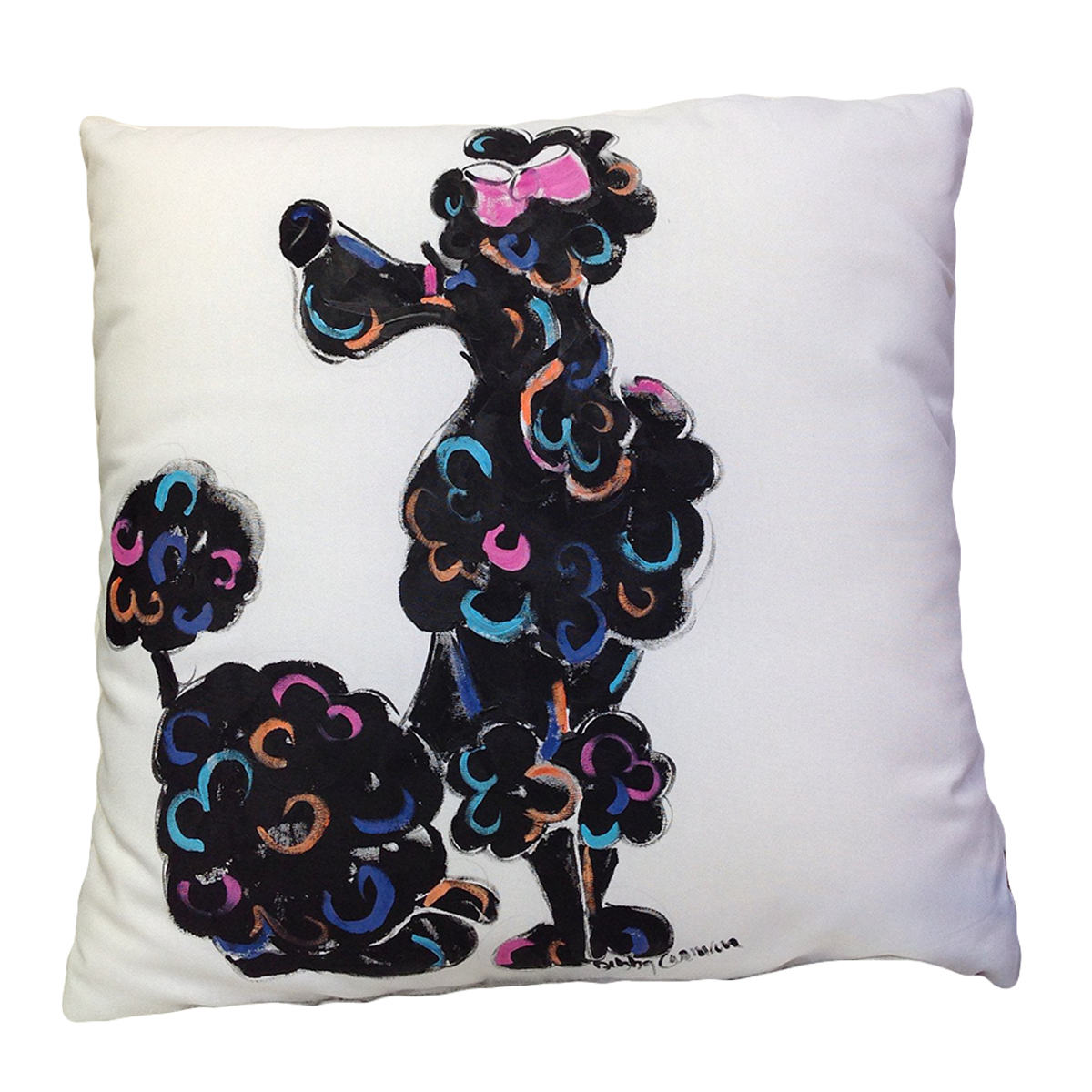 Hand-Painted Poodle Pillow by Debby Carman