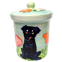 Black Pug Treat Jar Personalized Gift for Dogs by Debby Carman