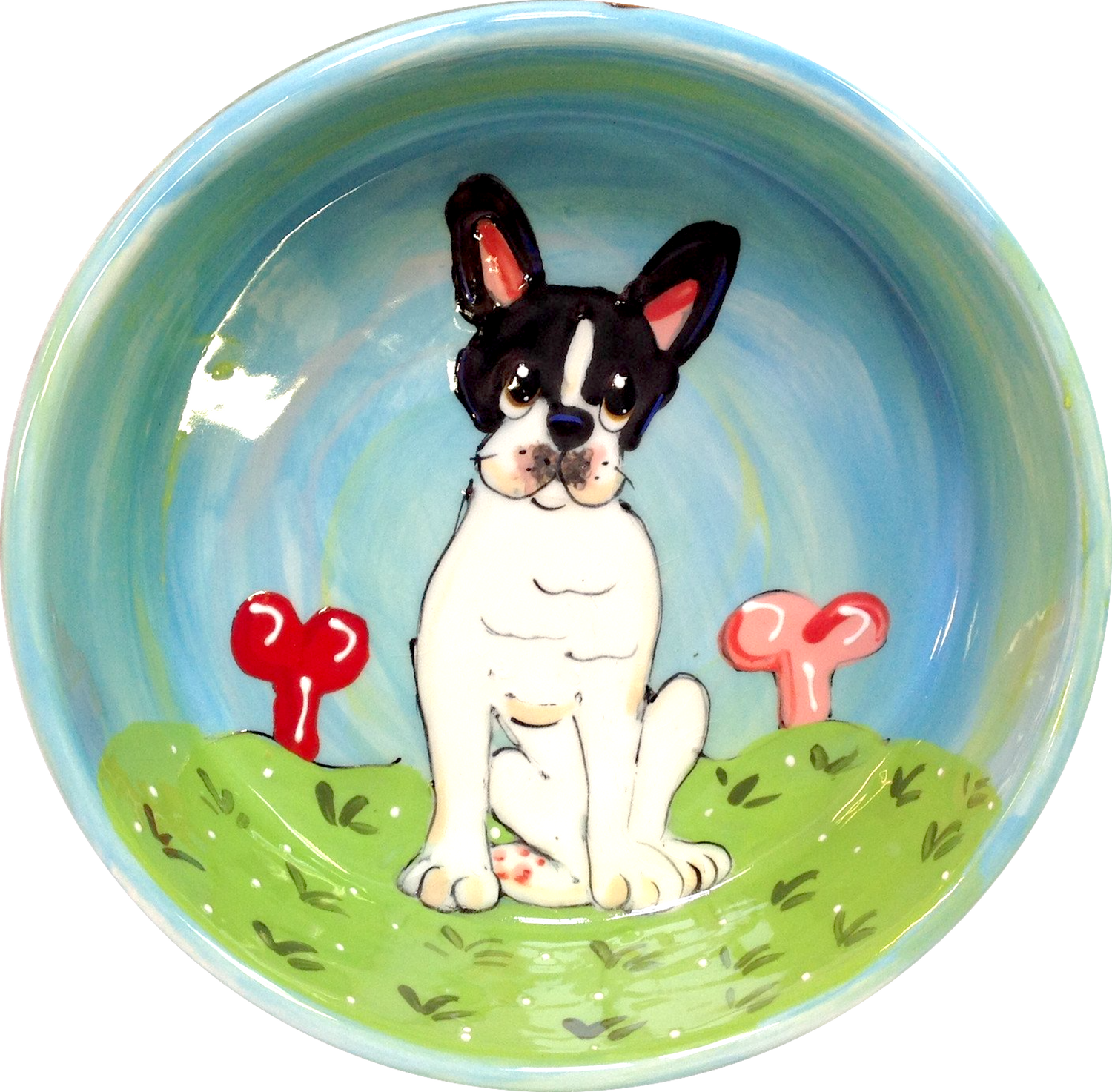 Boston Terrier GIFT PERSONALIZED BLUE DOG BOWL CERAMIC