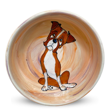 Boxer Dog Bowl with bones (aqua with purple swirls)