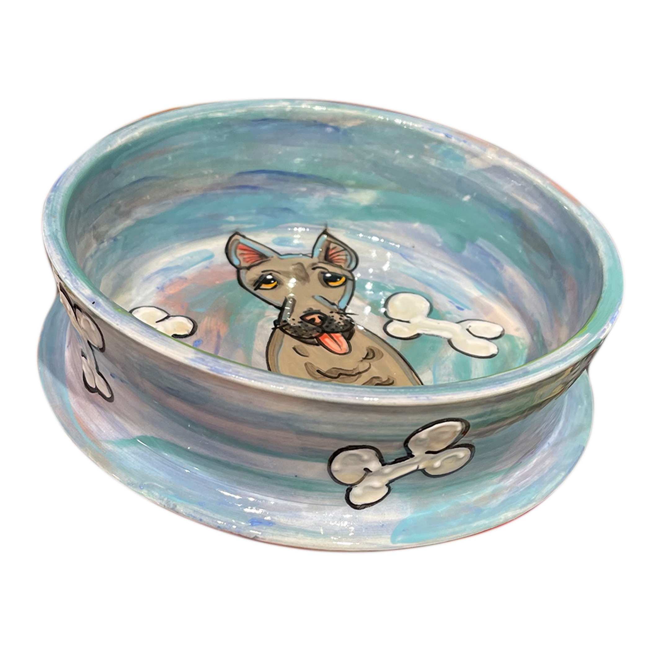 Bully Terrier Handmade Ceramic Dog Bowl