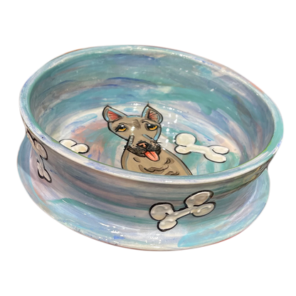 Bully Terrier Handmade Ceramic Dog Bowl