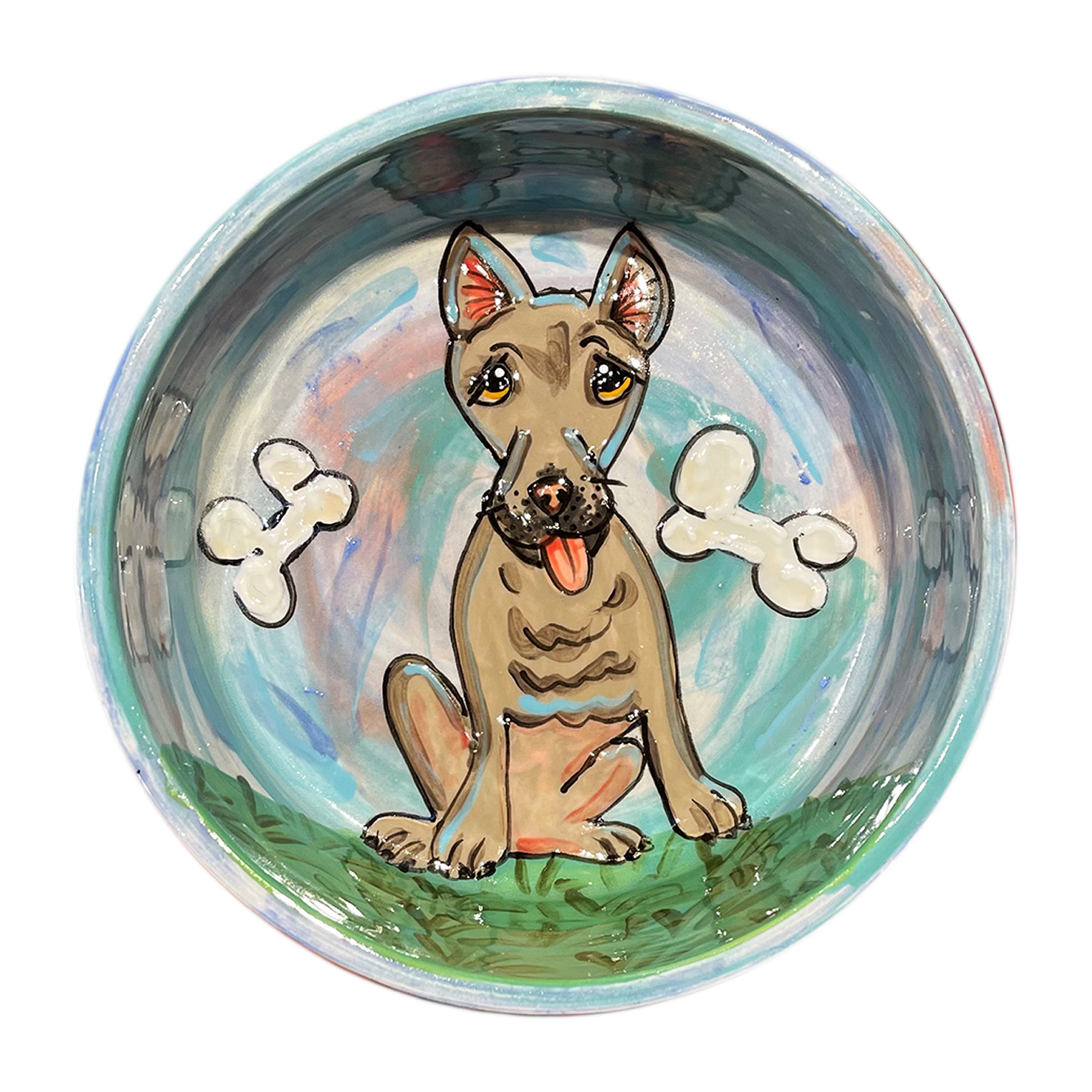 Bully Terrier Handmade Ceramic Dog Bowl