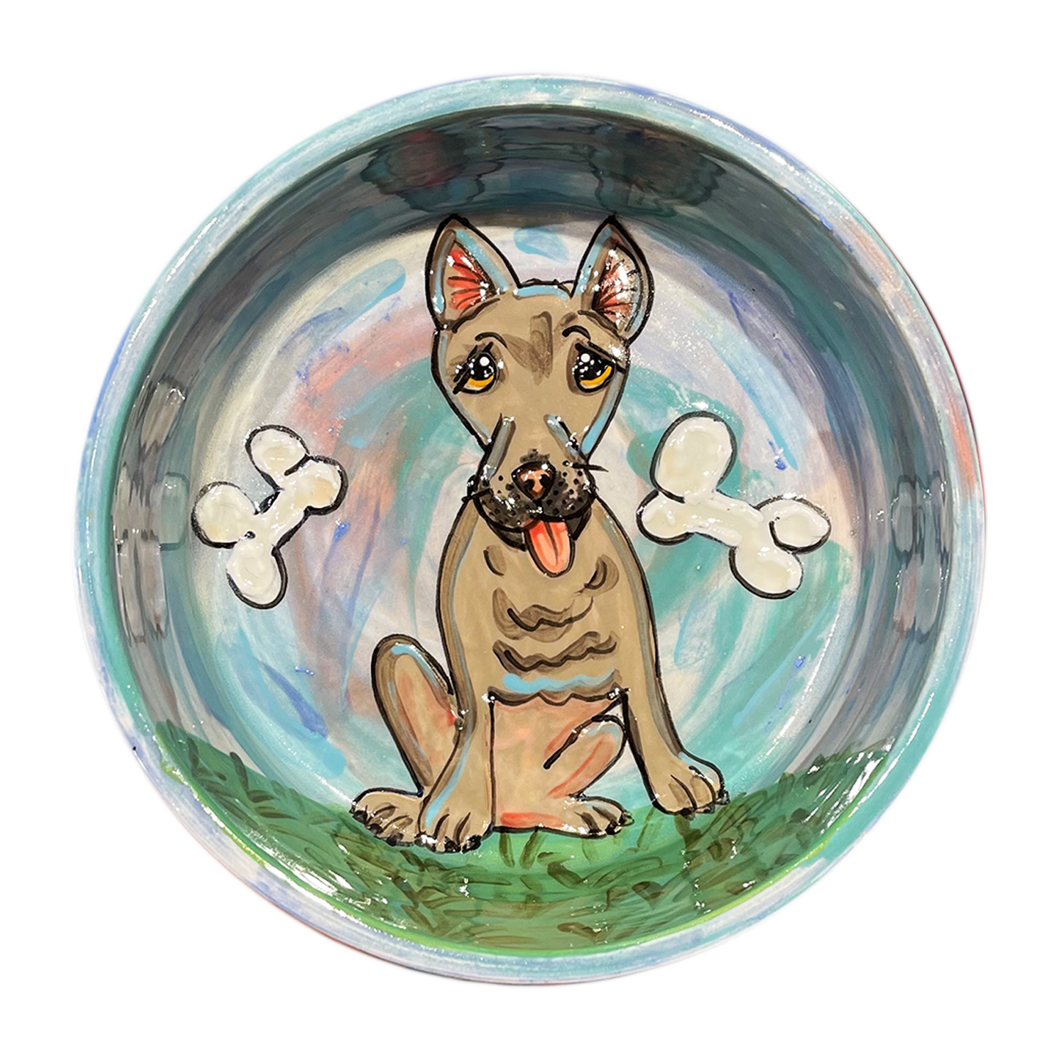 Bully Terrier Handmade Ceramic Dog Bowl