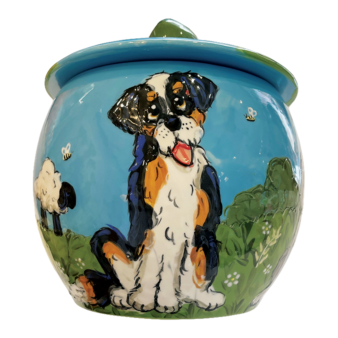 Bernese Mountain Dog Treat Jar Handmade by Debby Carman