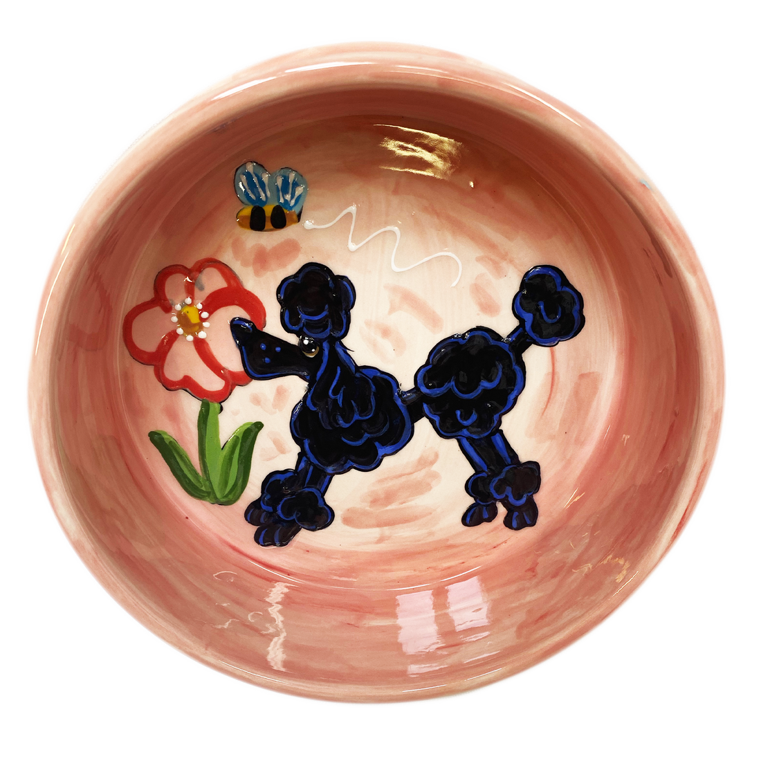 Black Poodle Ceramic Dog Bowl