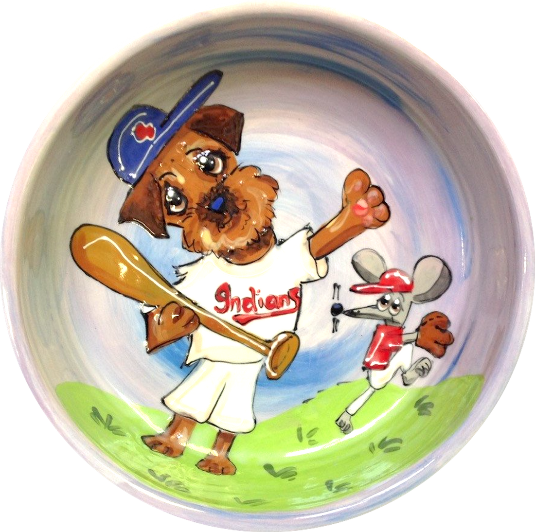 Sports Themed Pet Accessories / Border Terrier Painting / Baseball Dog / Ceramic / Debby Carman