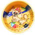 image of chihuahua playing with beach ball on ceramic yellow bowl with beach background hand painted by faux paw artist Debby Carman 