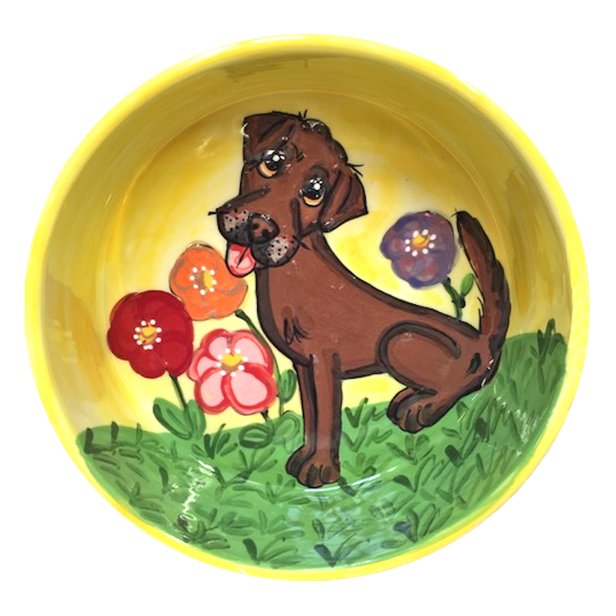 Chocolate Labrador Garden Bowl