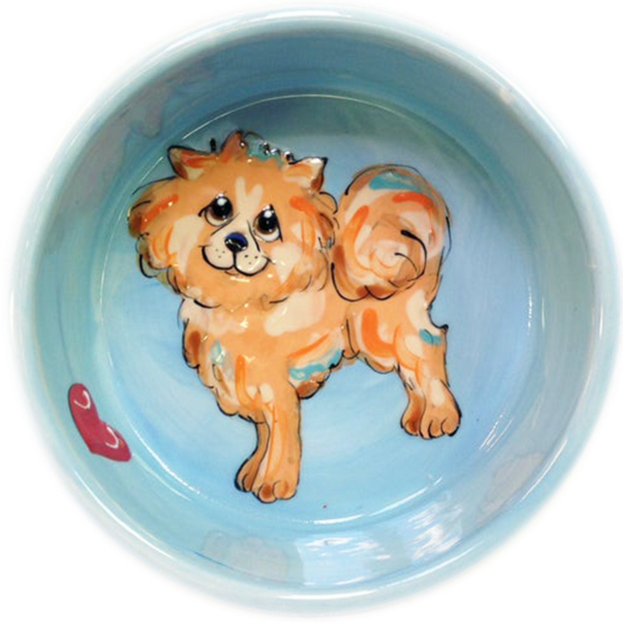 chow chow dog bowl, ceramic dog water dish, small bowl, gift, blue, akc, Debby Carman, faux paw productions, dog bowl pottery