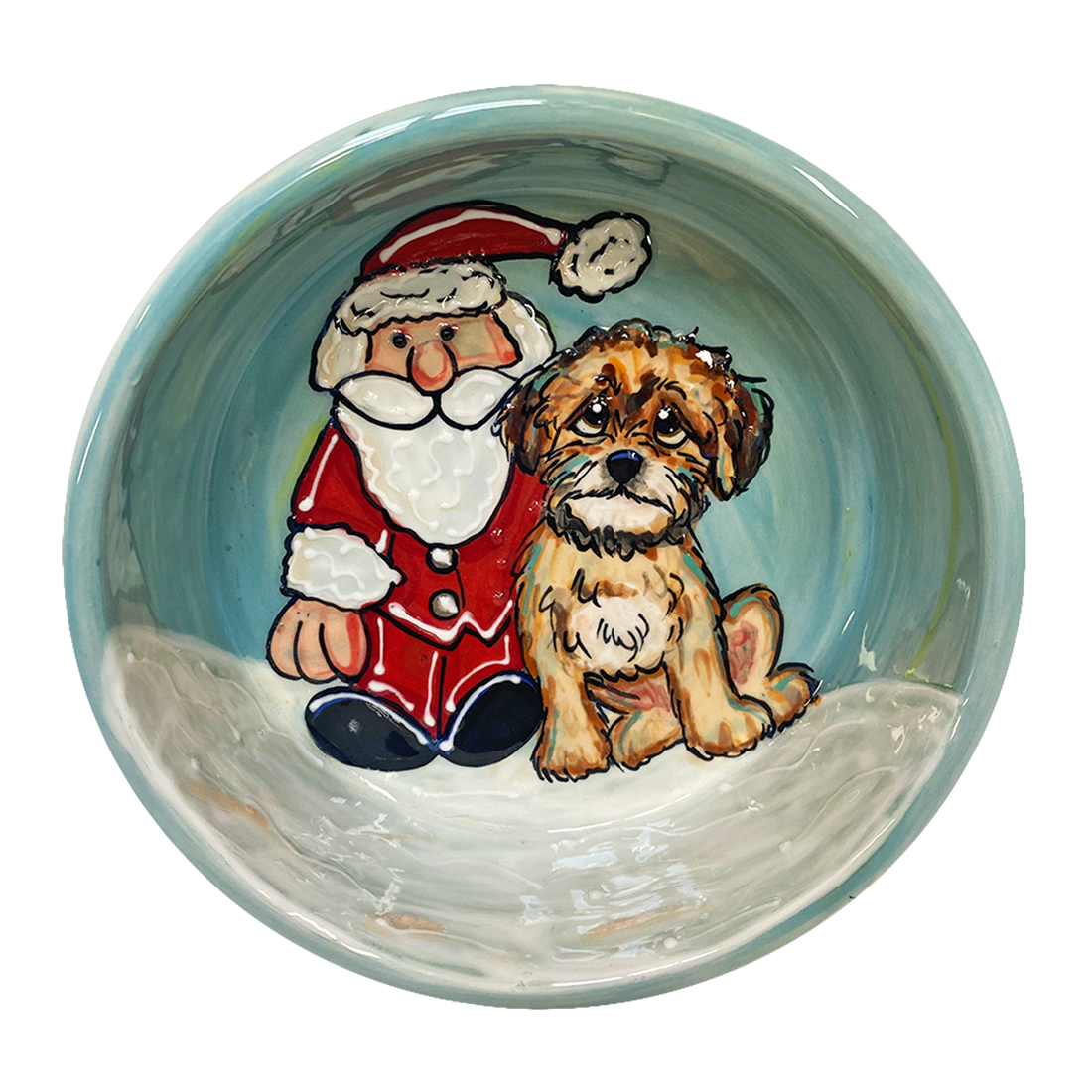 Santa Poodle - Personalized Holiday Pet Bowl