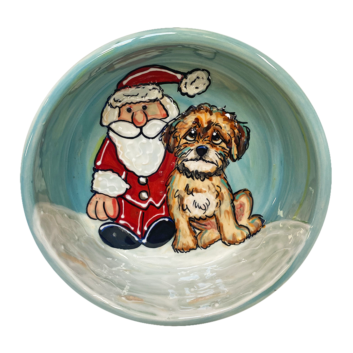 Santa Poodle - Personalized Holiday Pet Bowl