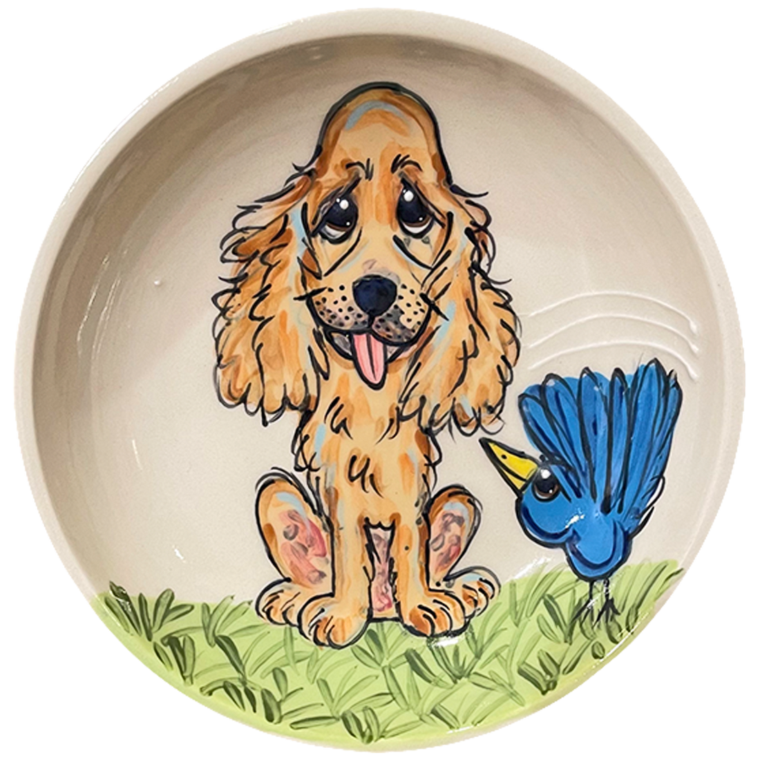 Cocker Spaniel Fluff Ceramic Saucer Bowl