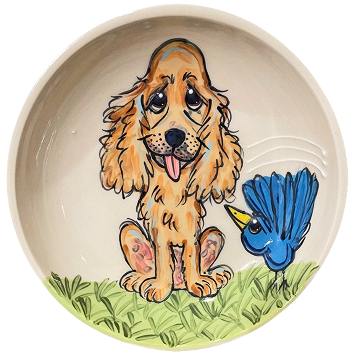 Cocker Spaniel Fluff Ceramic Saucer Bowl