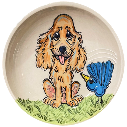 Cocker Spaniel Fluff Ceramic Saucer Bowl