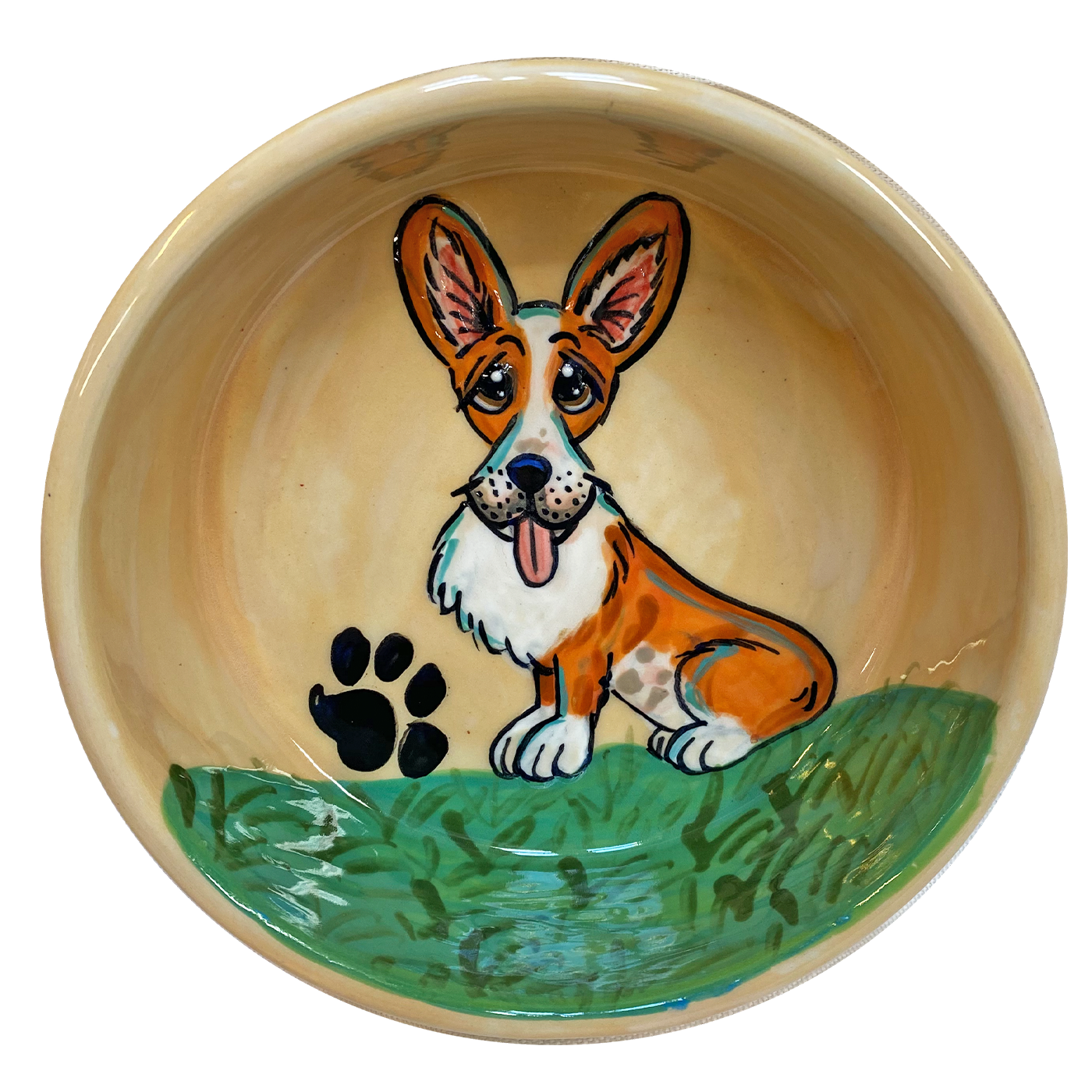 Paw Print Corgi Dog Bowl