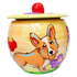 Corgi Dog Image on Ceramic cookie jar by Debby Carman 