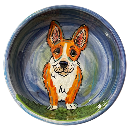 Corgi Handmade Ceramic Dog Bowl