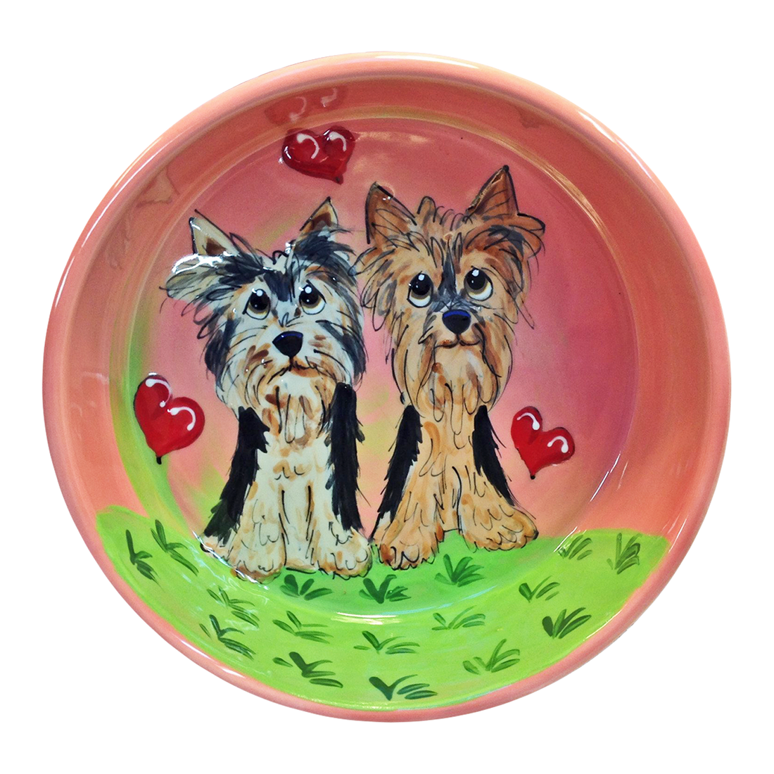 whimsical cairn terrier dogs on ceramic bowl by debby carman