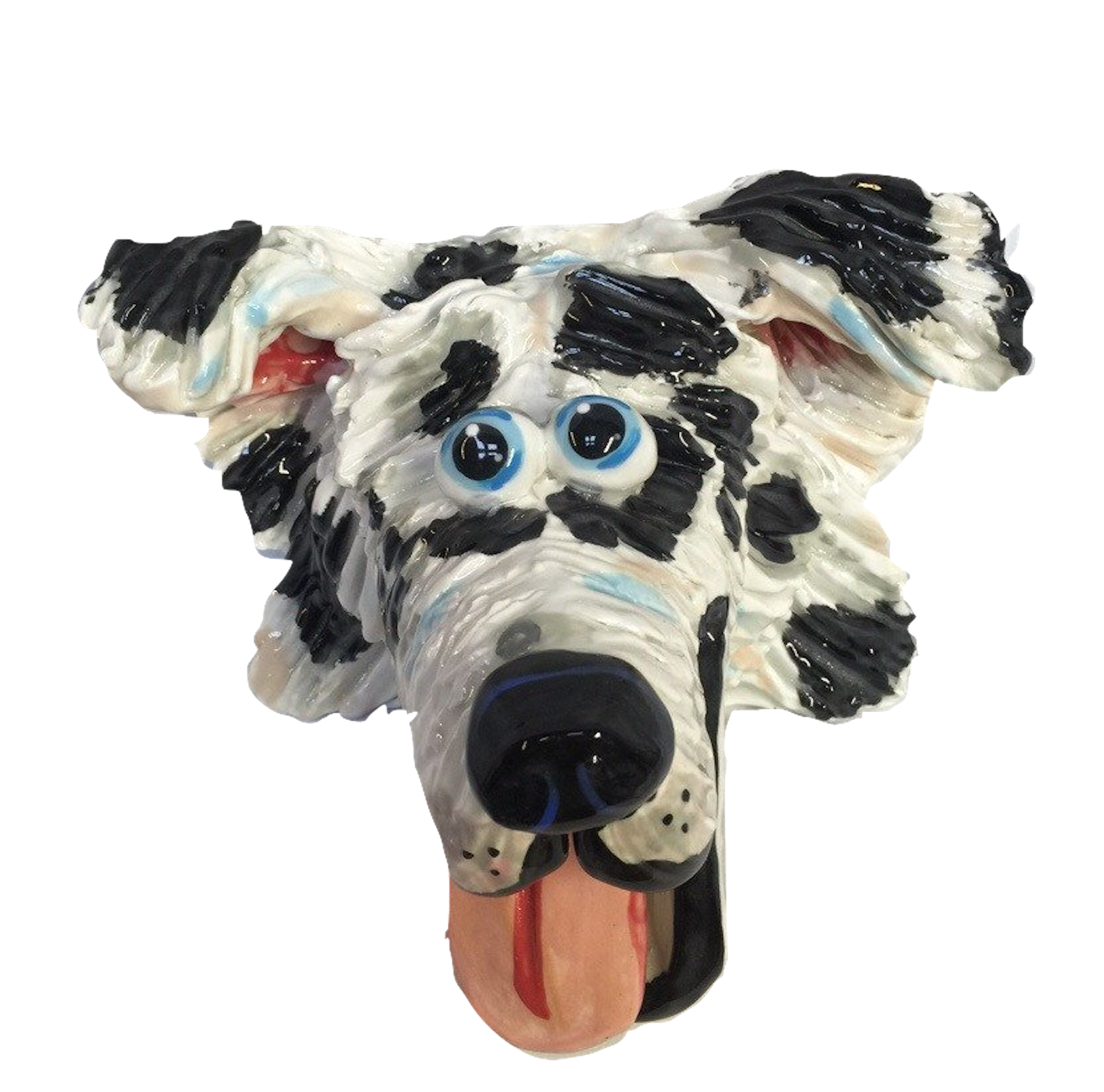 Australian Shepherd Wall Art / Dog Art / Sculpted Dog Face / Ceramic Dog Face - Debby Carman - Faux Paw Productions
