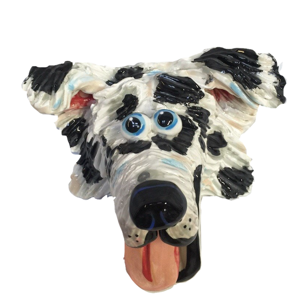 Australian Shepherd Wall Art / Dog Art / Sculpted Dog Face / Ceramic Dog Face - Debby Carman - Faux Paw Productions
