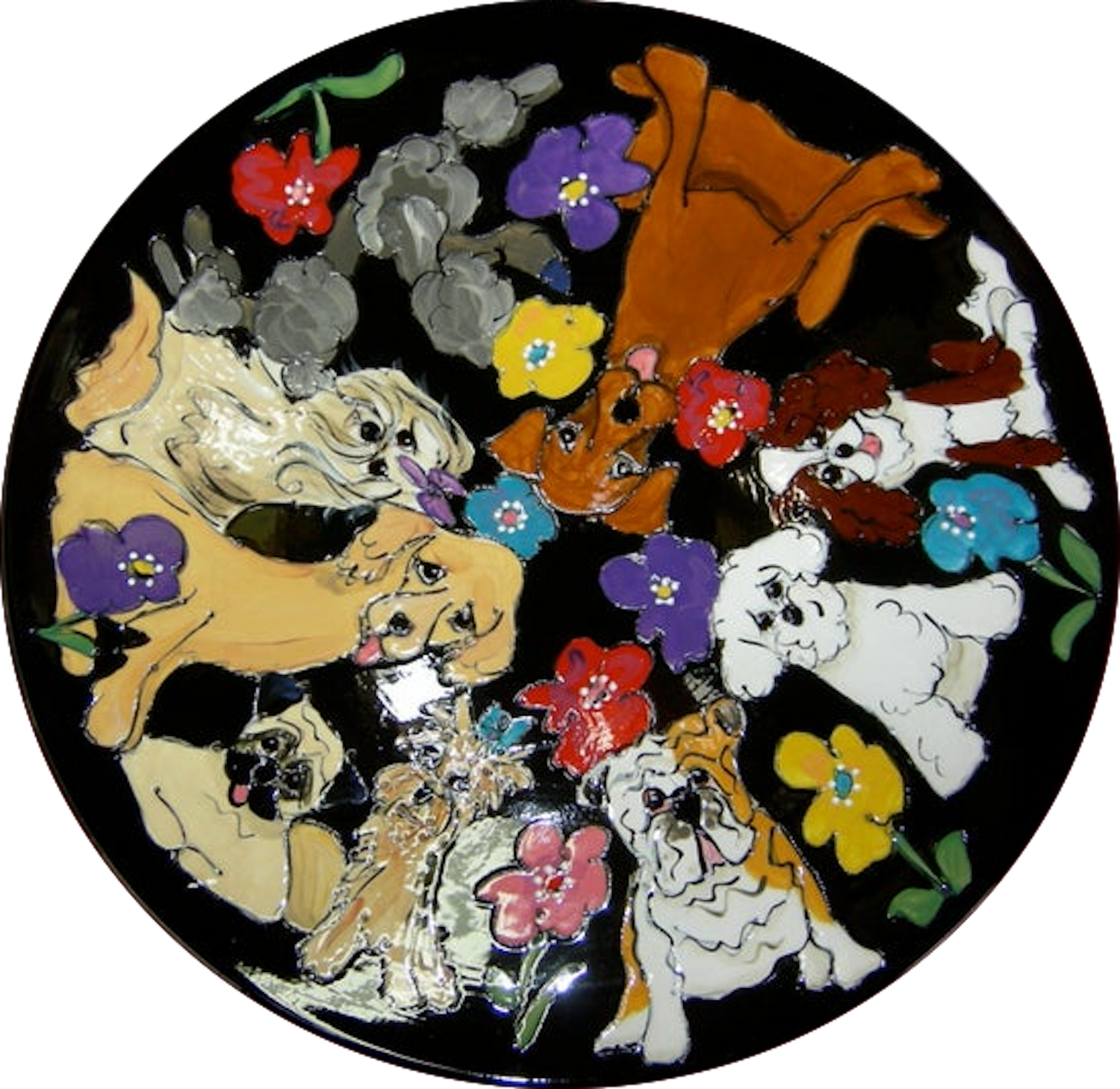 Multiple Breed Dog Art Platter Dog Trophy