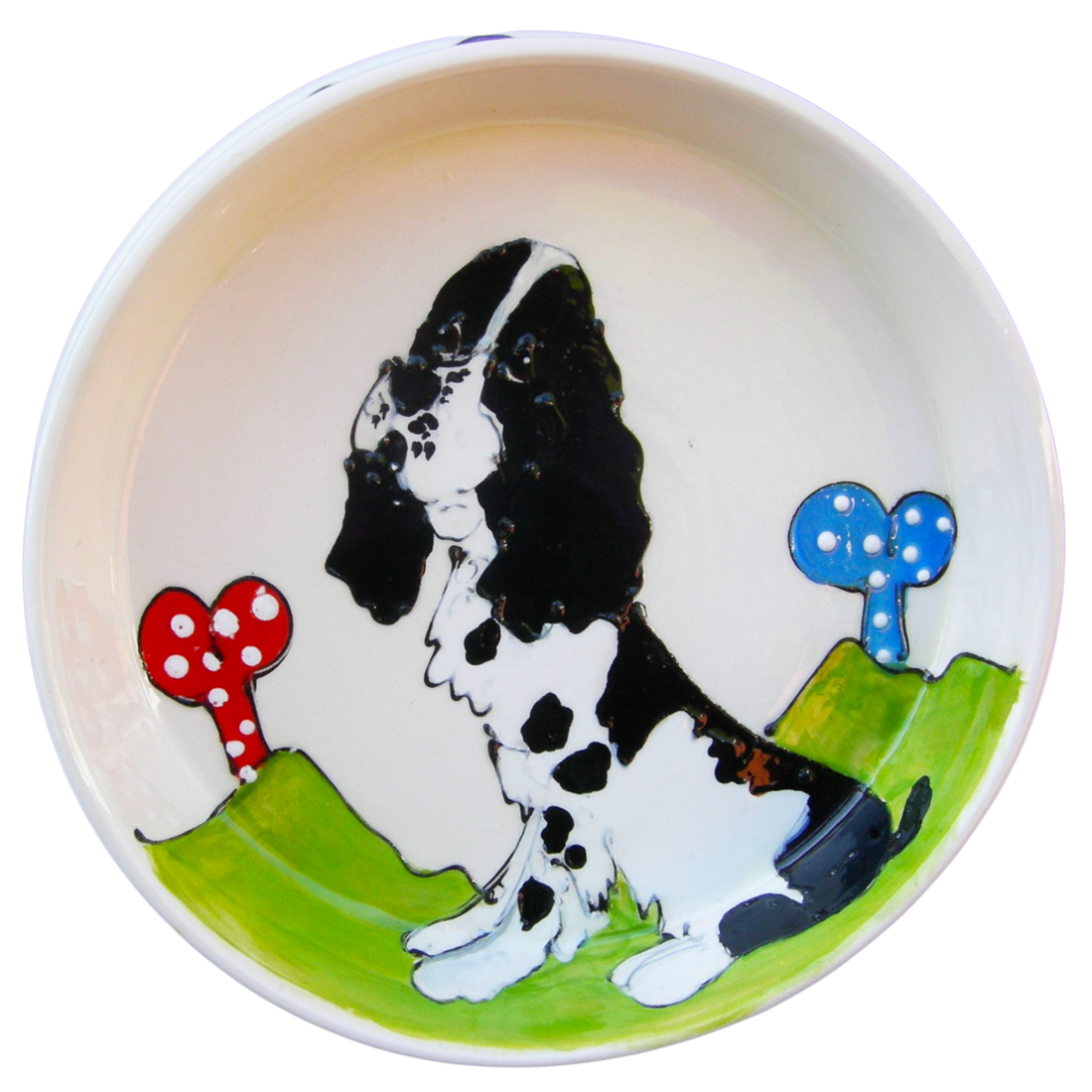 MEDIUM CERAMIC DOG BOWL WITH English Springer SPANIEL PORTRAIT