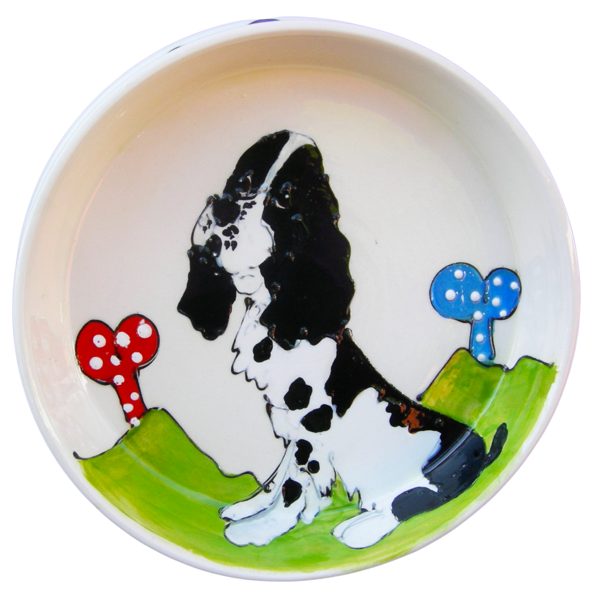 MEDIUM CERAMIC DOG BOWL WITH English Springer SPANIEL PORTRAIT