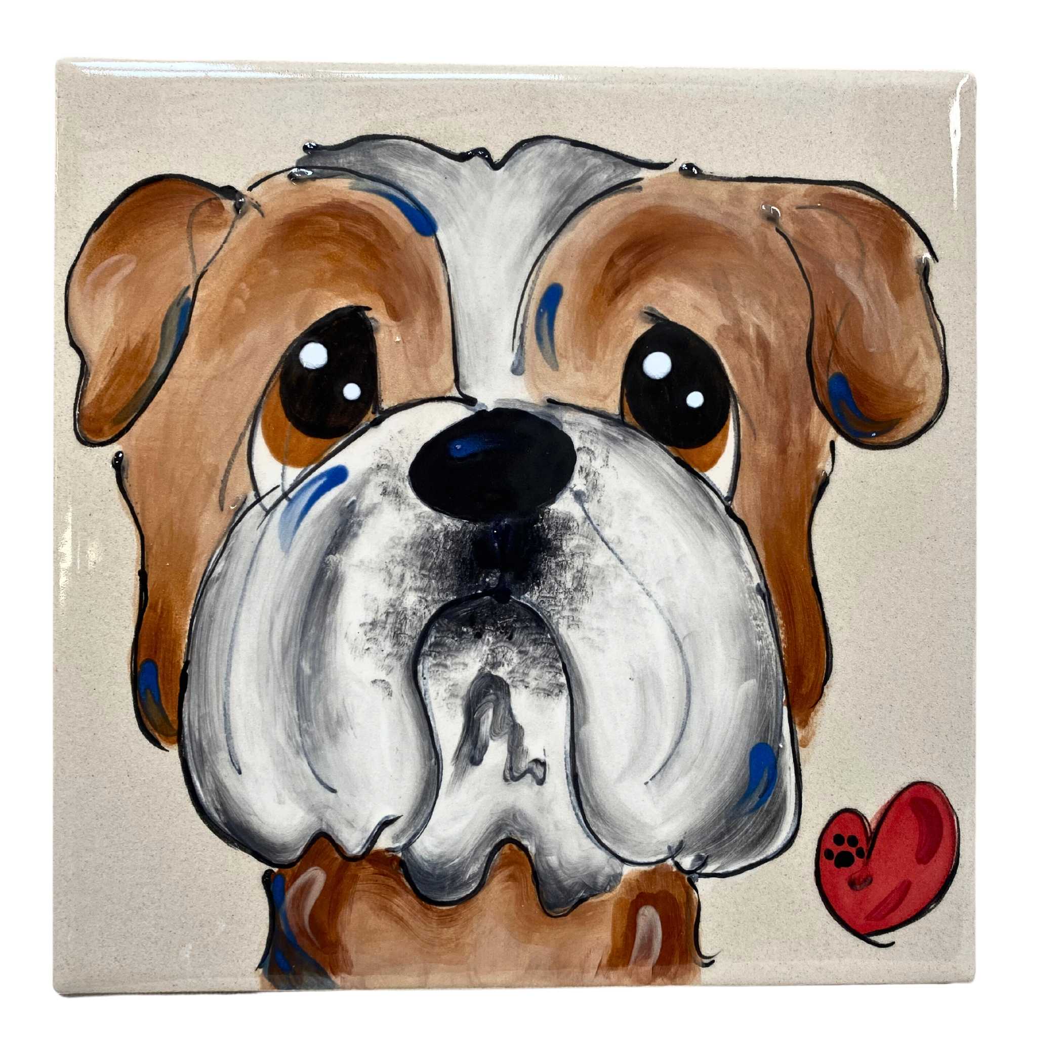 English Bulldog Portrait Tile