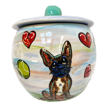 FRENCH BULLDOG TREAT JAR WITH HEARTS 