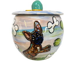 FRENCH BULLDOG TREAT JAR WITH BONES BY FAUX PAW PRODUCTIONS ARTIST Debby Carman 
