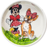 Mini Mouse and French Bulldog painted in a ceramic pet water bowl by Debby Carman