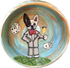 Las Vegas Show Dog French Bulldog in suit and bow tie making a champagne toast with dice rolling hand painted by Debby Carman custom themed dog paintings fun colorful dog bowls with pet portrait from photo