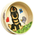 photo of ceramic dog bowl with hand painted German shepherd portrait in a garden setting with hearts, butterflies and birds, by Debby Carman, faux paw petique