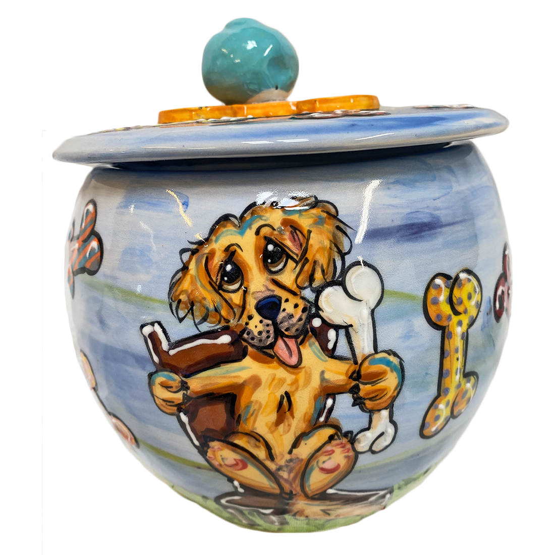 Custom Handmade Dog Treat Jar by Debby Carman from www.fauxpawproductions.com