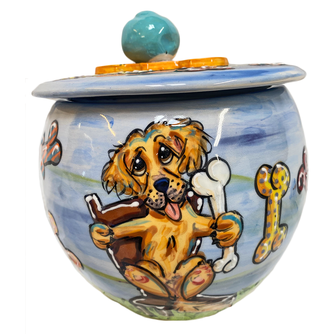 Custom Handmade Dog Treat Jar by Debby Carman from www.fauxpawproductions.com