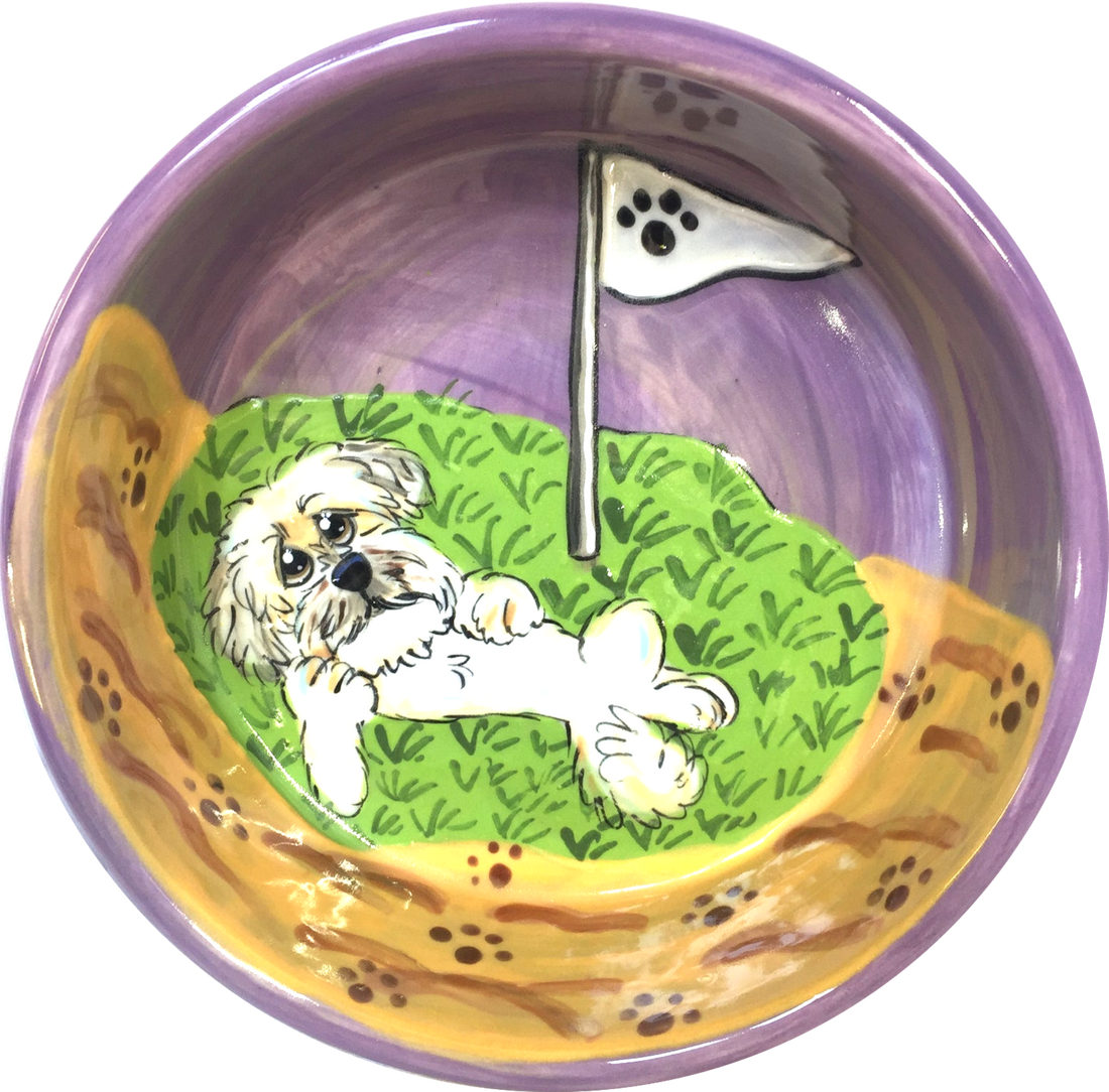 Gift for Golfer, Dog on Putting Green, Pet Art