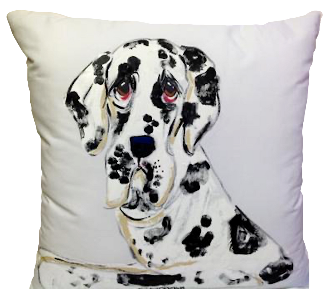 Hand Painted Portrait of Great Dane on decorative pillow customizable at Faux Paw Productions Petique Artique by Debby Carman