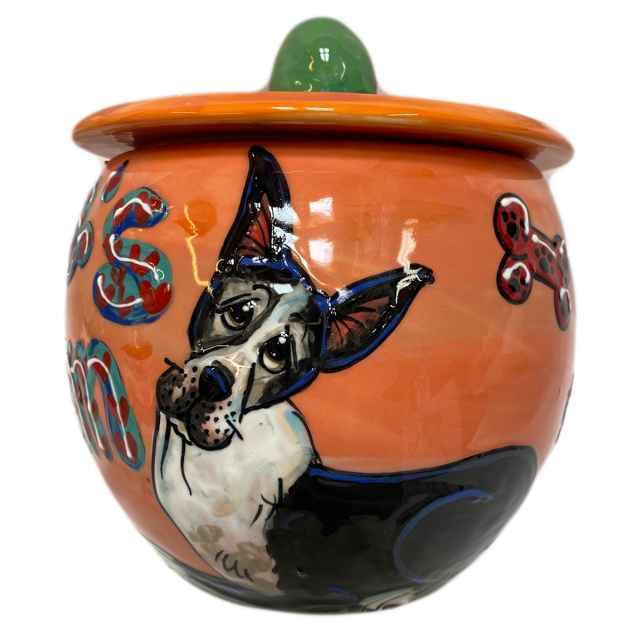 custom personalized cookie jar for dog treats by Debby Carman featuring Great Dane hand painted