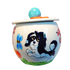 havanese in garden painted on ceramic treat jar by debby carman