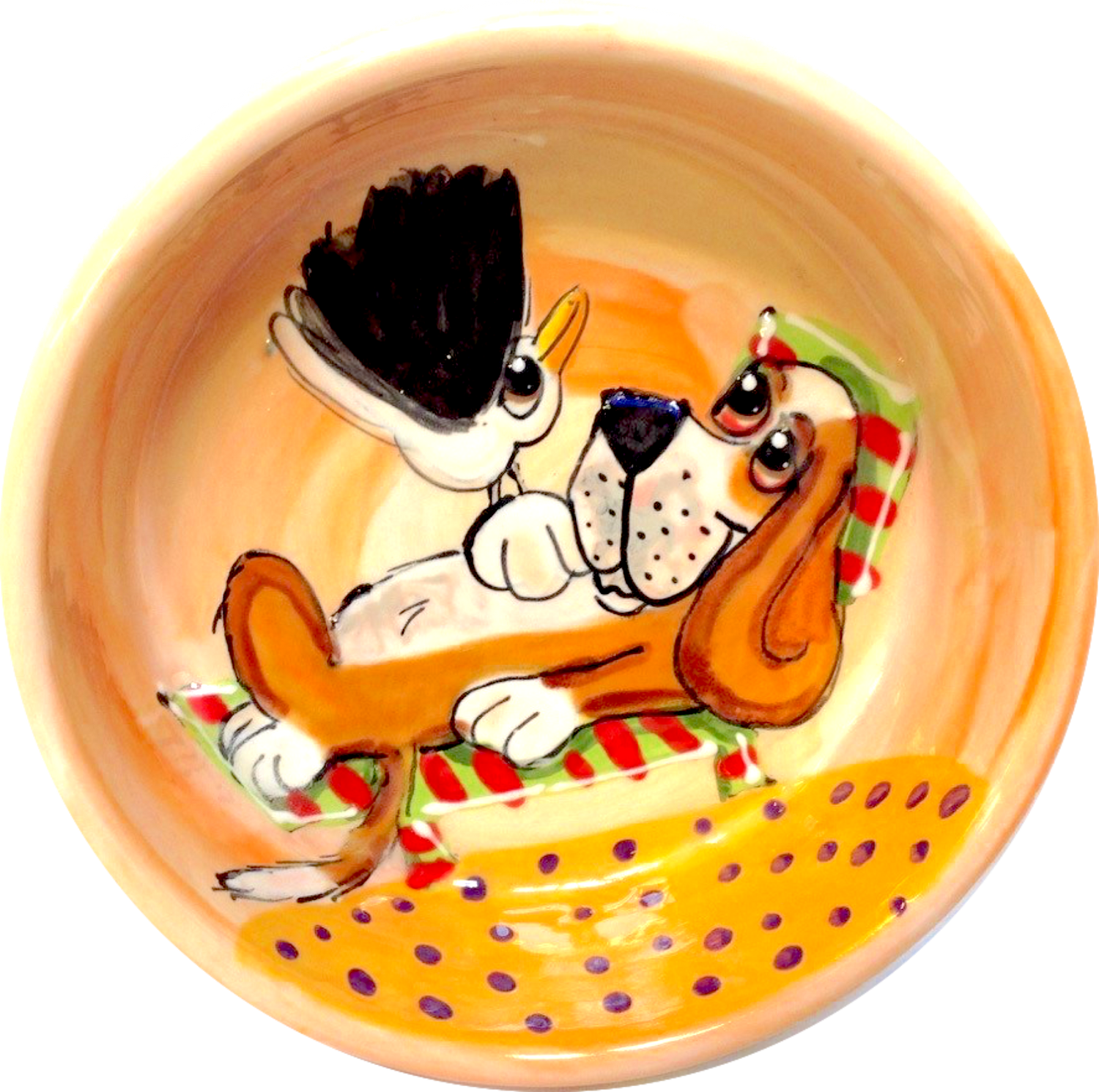 Maltese art / bichon art / basset hound art / dog bowl / whimsical / large dog bowl / small dog bowl / ceramic / pottery / faux paw petique / faux Paw Artique / Debby Carman / pet portrait / dog dishes / sturdy dog bowl / custom dog bowl / personalized pet bowls / water dish / pet supplies / unique pet gift / what is a good dog bowl / best dog bowls / dog art / funny dog / pet ceramics