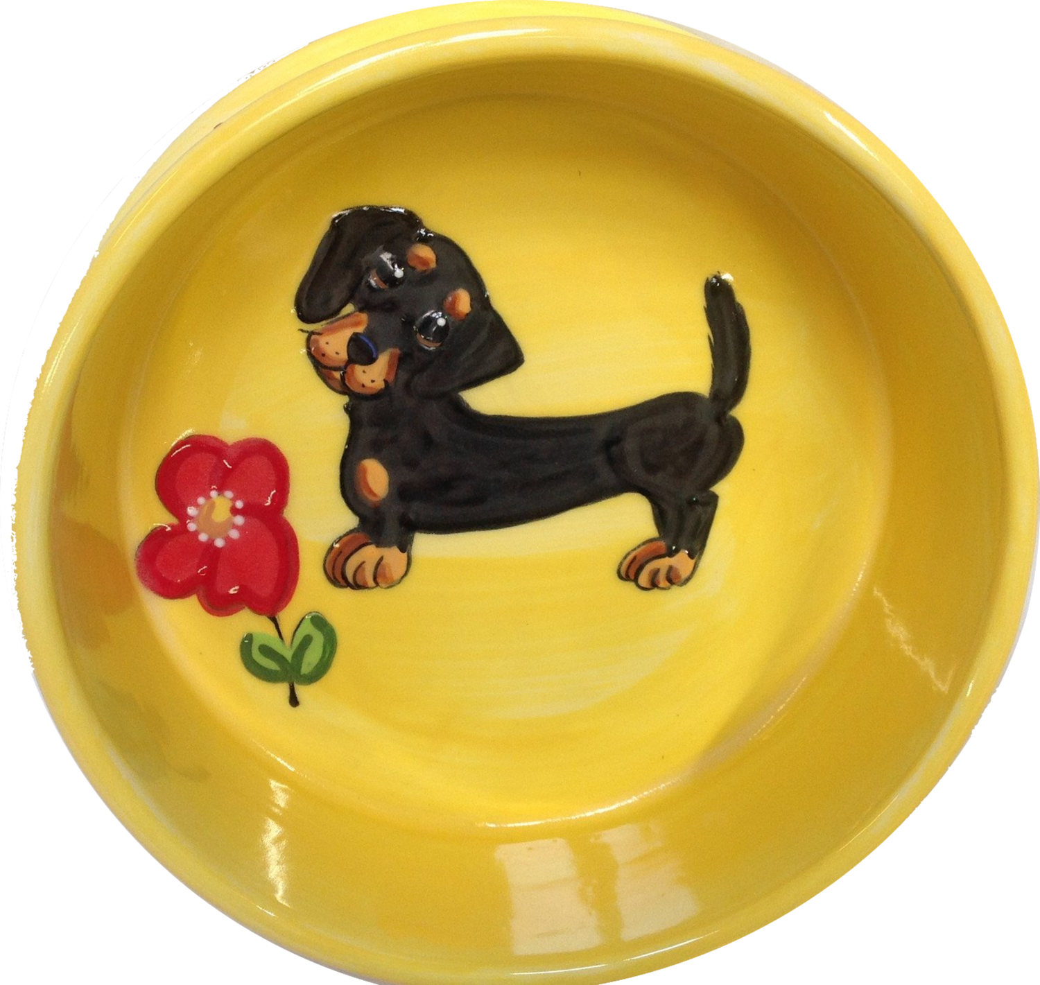 YELLOW DACHSHUND WATER BOWL