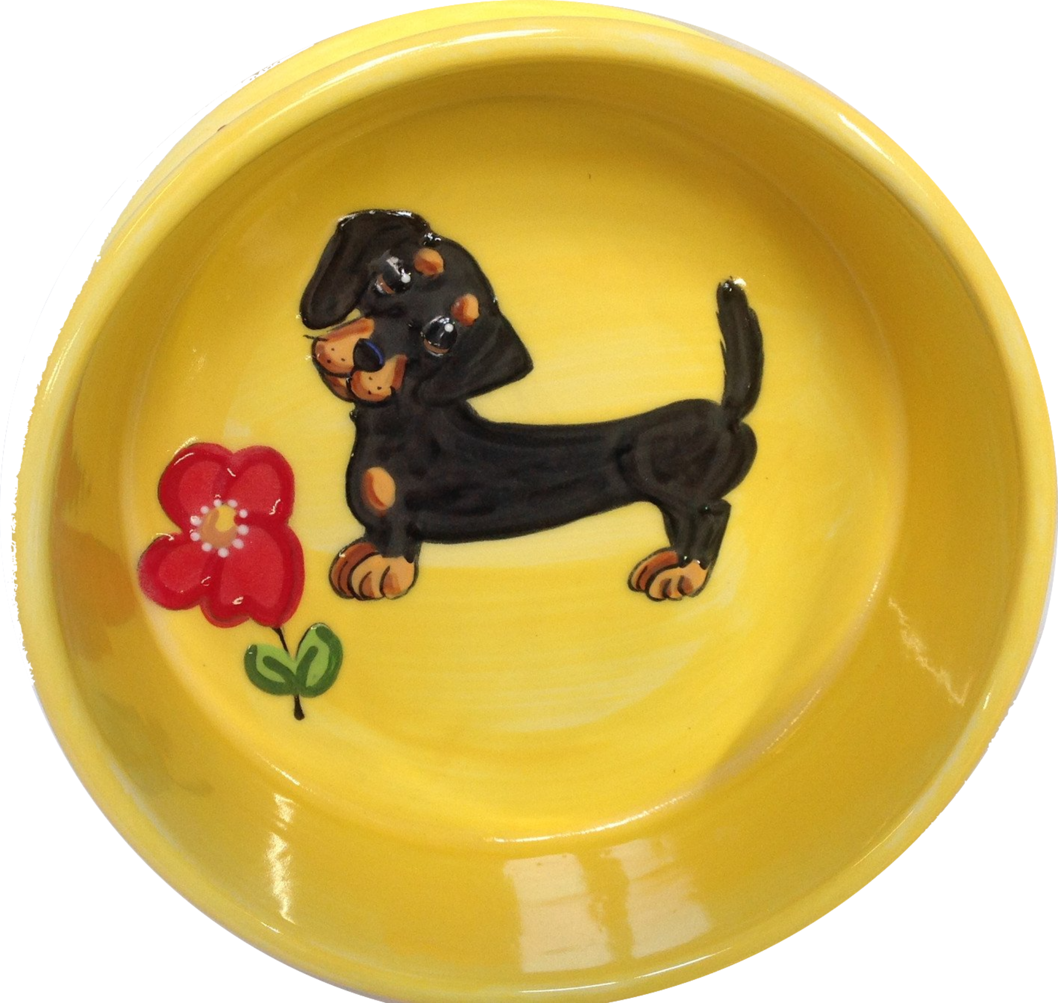 YELLOW DACHSHUND WATER BOWL