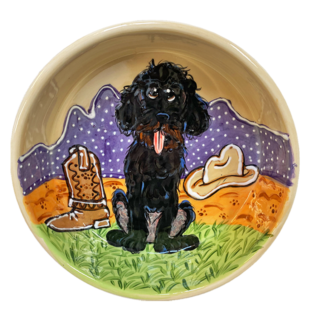 LABRADOODLE DOO - 8&quot; Bowl Hand painted by Debby Carman