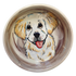 Retriever portrait on ceramic food bowl