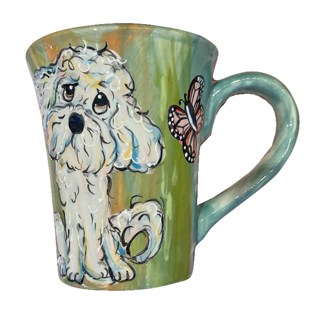 shih tzu maltese mug with butterflies